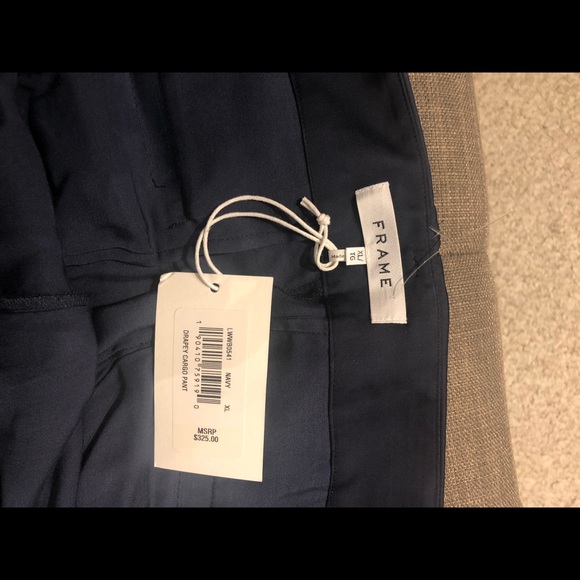 FRAME Navy Satin Cargo Pants - Picture 7 of 10